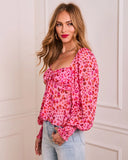Heart Reservation Printed Bust Tie Top