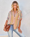 Camille Striped Woven Button Down Top
