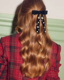 Valerie Velvet Embellished Hair Bow Clip