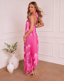 Sunset Sips Halter Plisse Maxi Dress