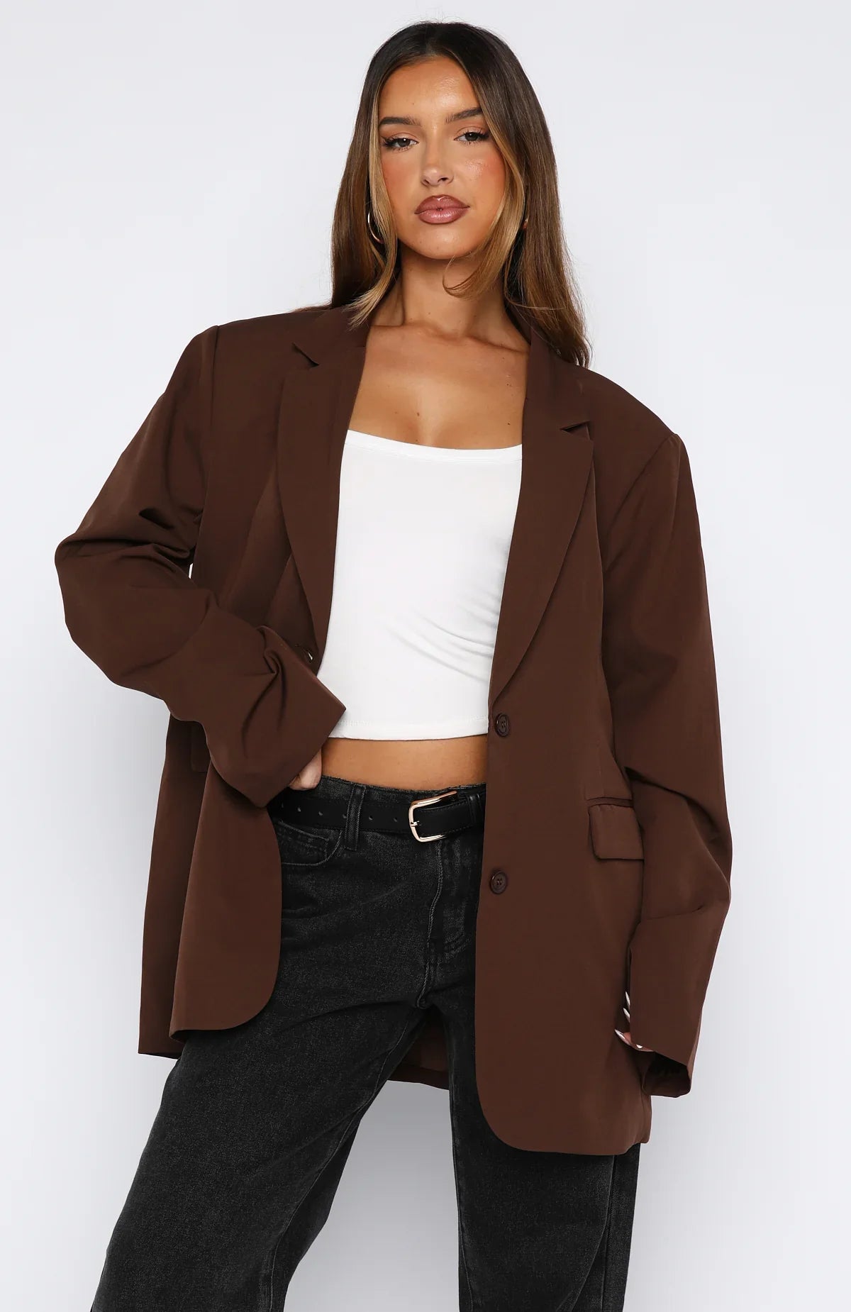 Catch Me Now Oversized Blazer Chocolate