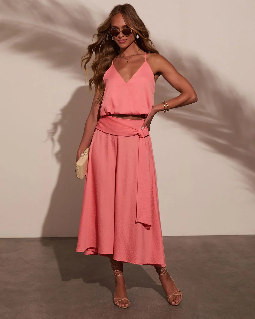 Sharena Waist Tie Midi Skirt