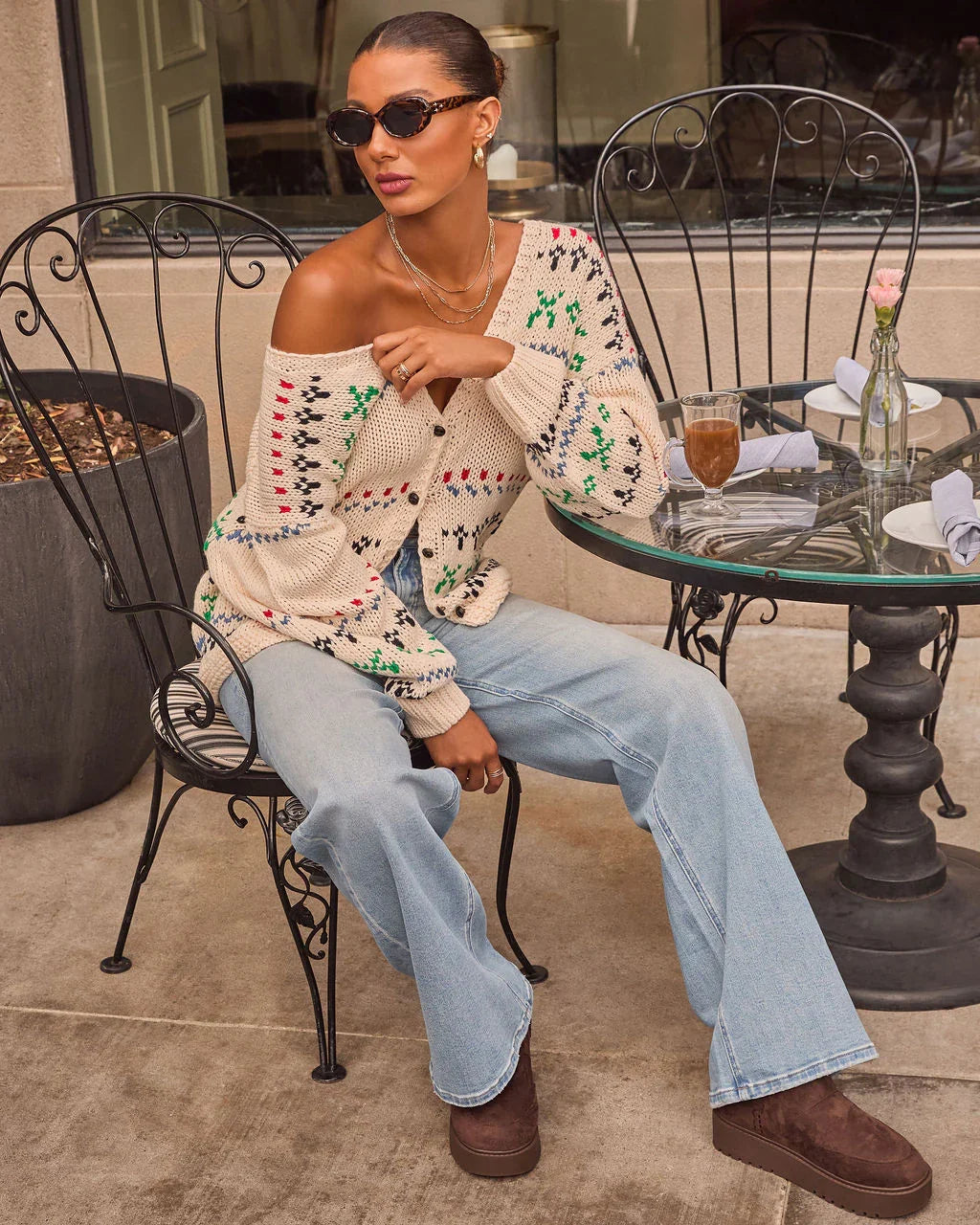 Muted Bloom Abstract Cardigan