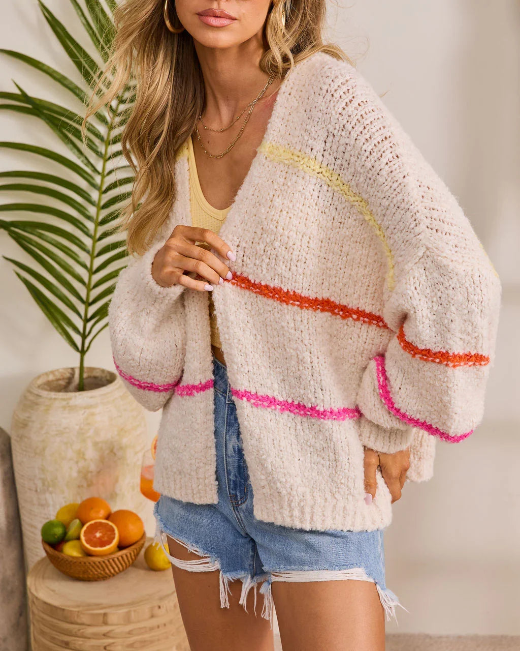 Warm Tide Coast Striped Knit Cardigan