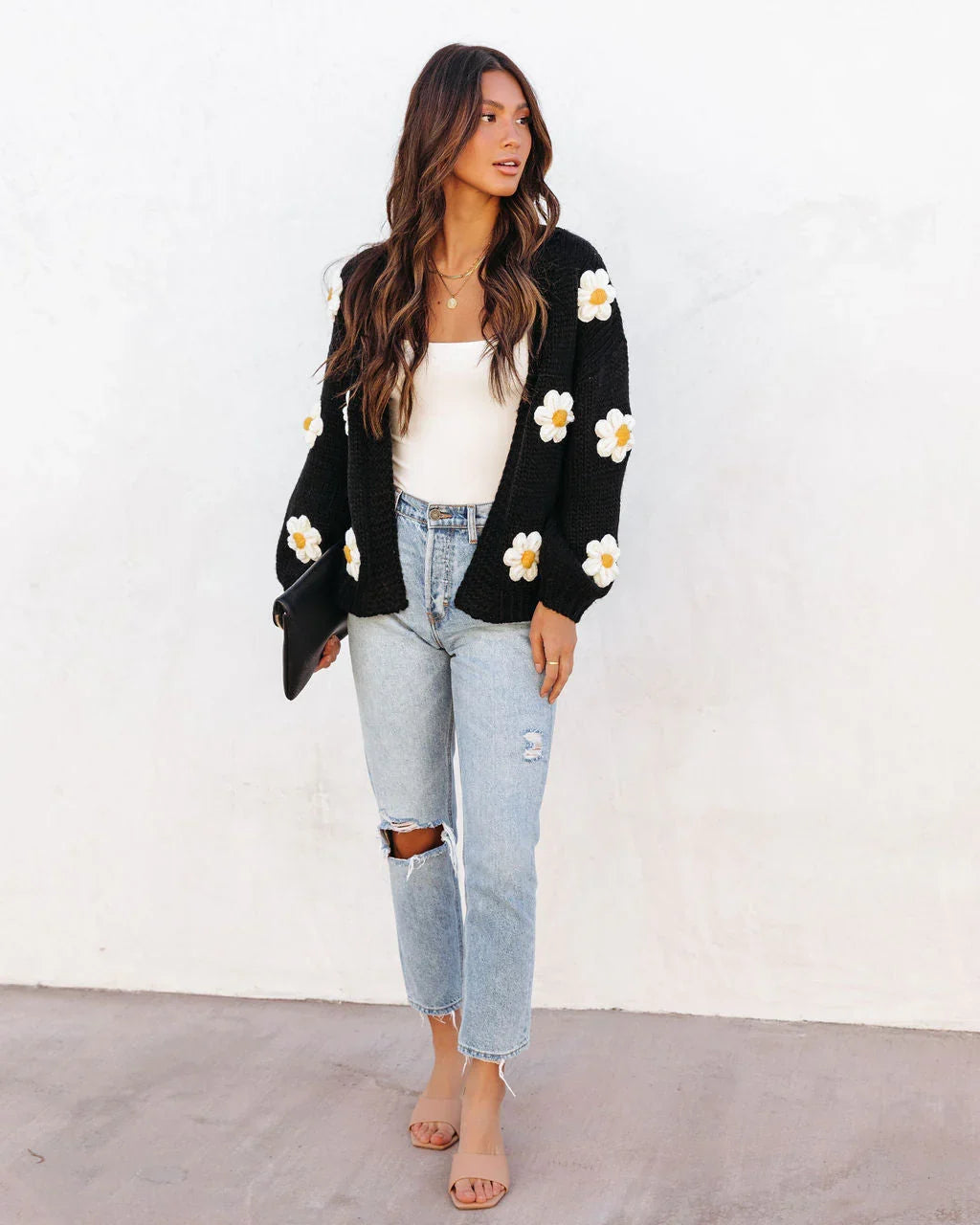 Fallen Daisy Oversized Knit Cardigan