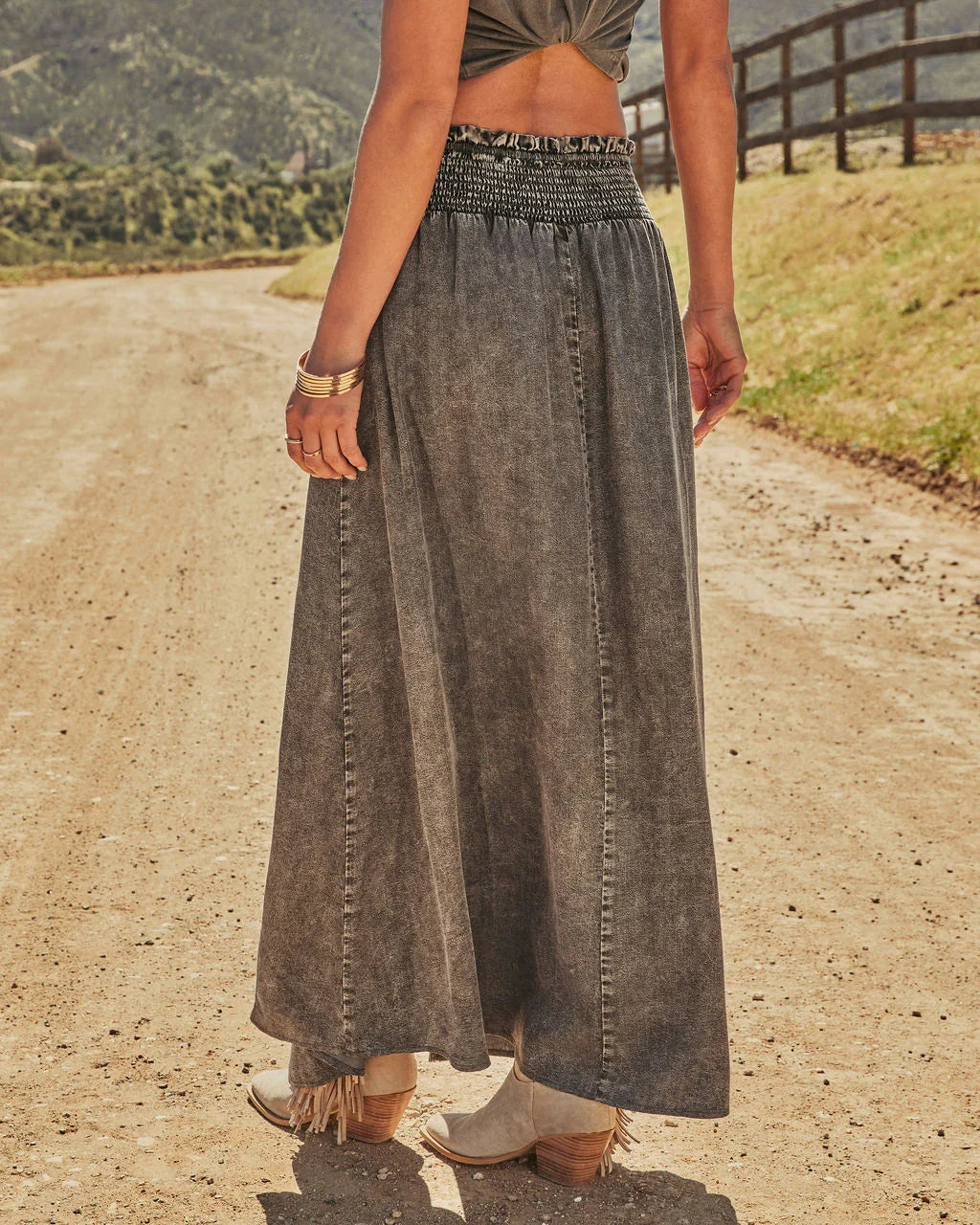 Briena Chambray Maxi Skirt
