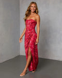 Spiced Cider Satin Corset Maxi Dress