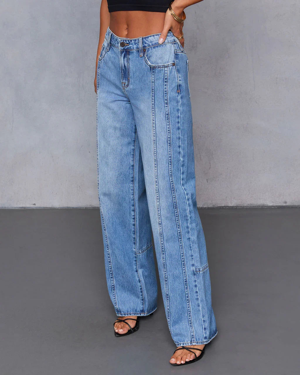 Mellorie Rigid Pintuck Straight Leg Jeans