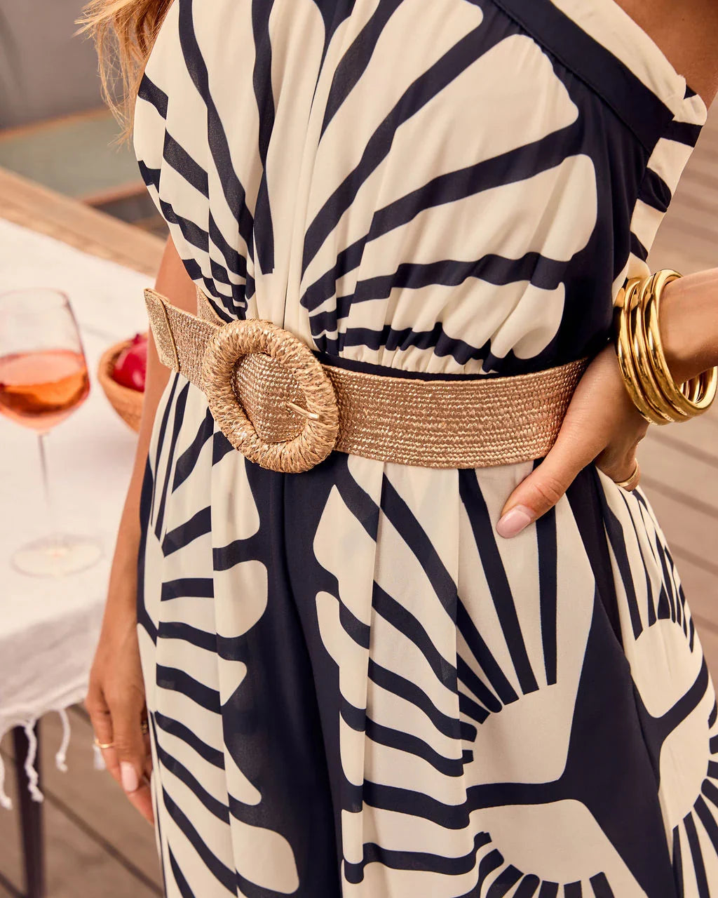 Marieam Metallic Straw Belt