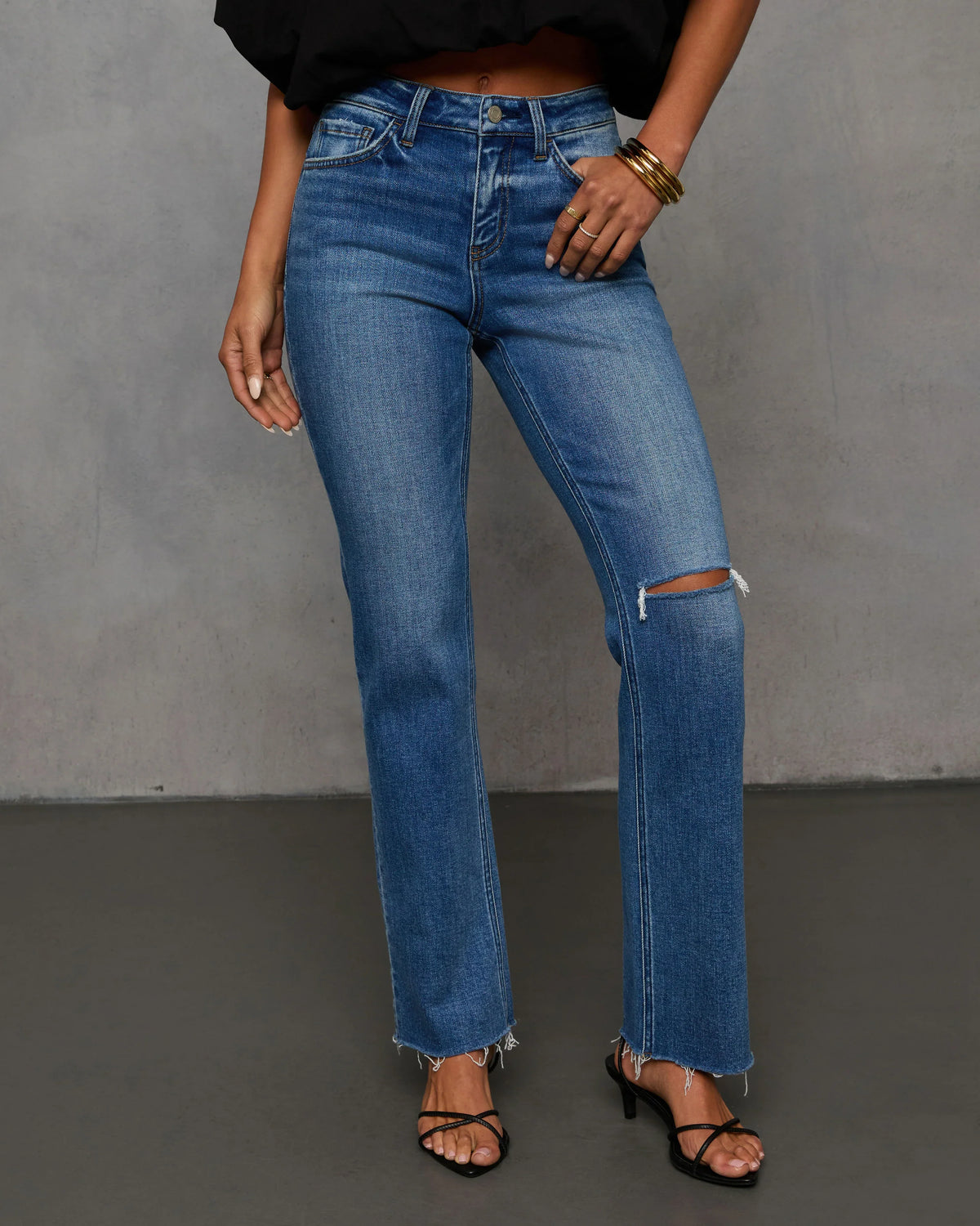 Elodiena Super Stretch Distressed Skinny Jeans