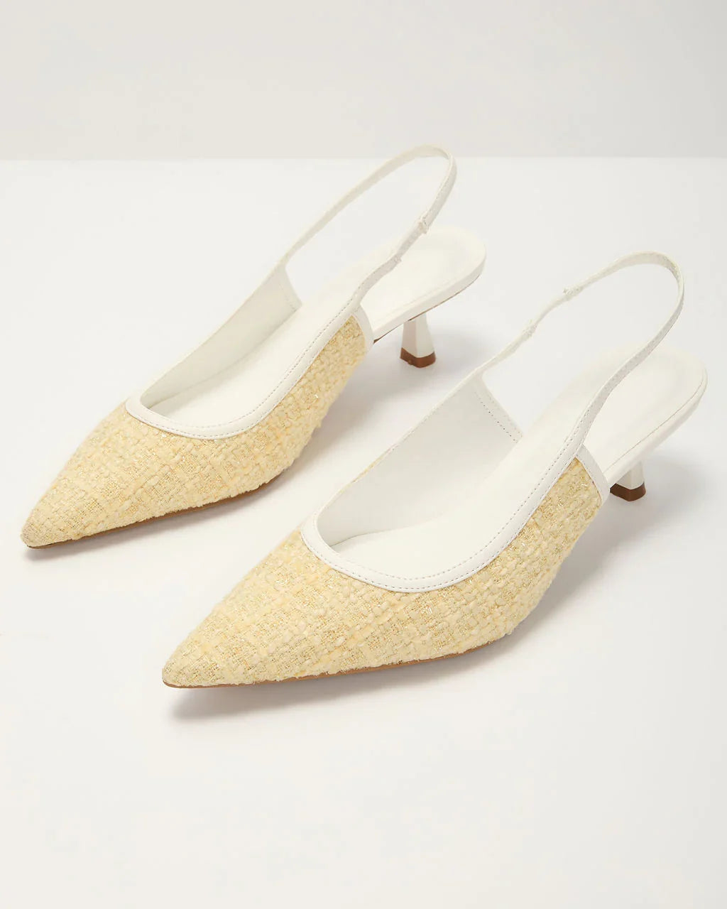 Poised Moment Tweed Slingback Kitten Heels