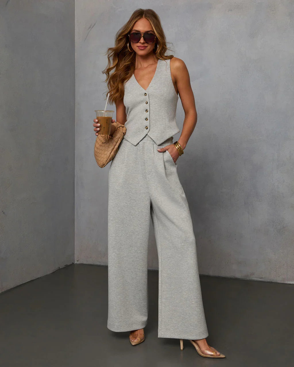 Sage Sleeveless Button Down Vest