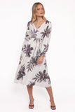 Grainne Long Sleeve Midi Dress Black White Floral