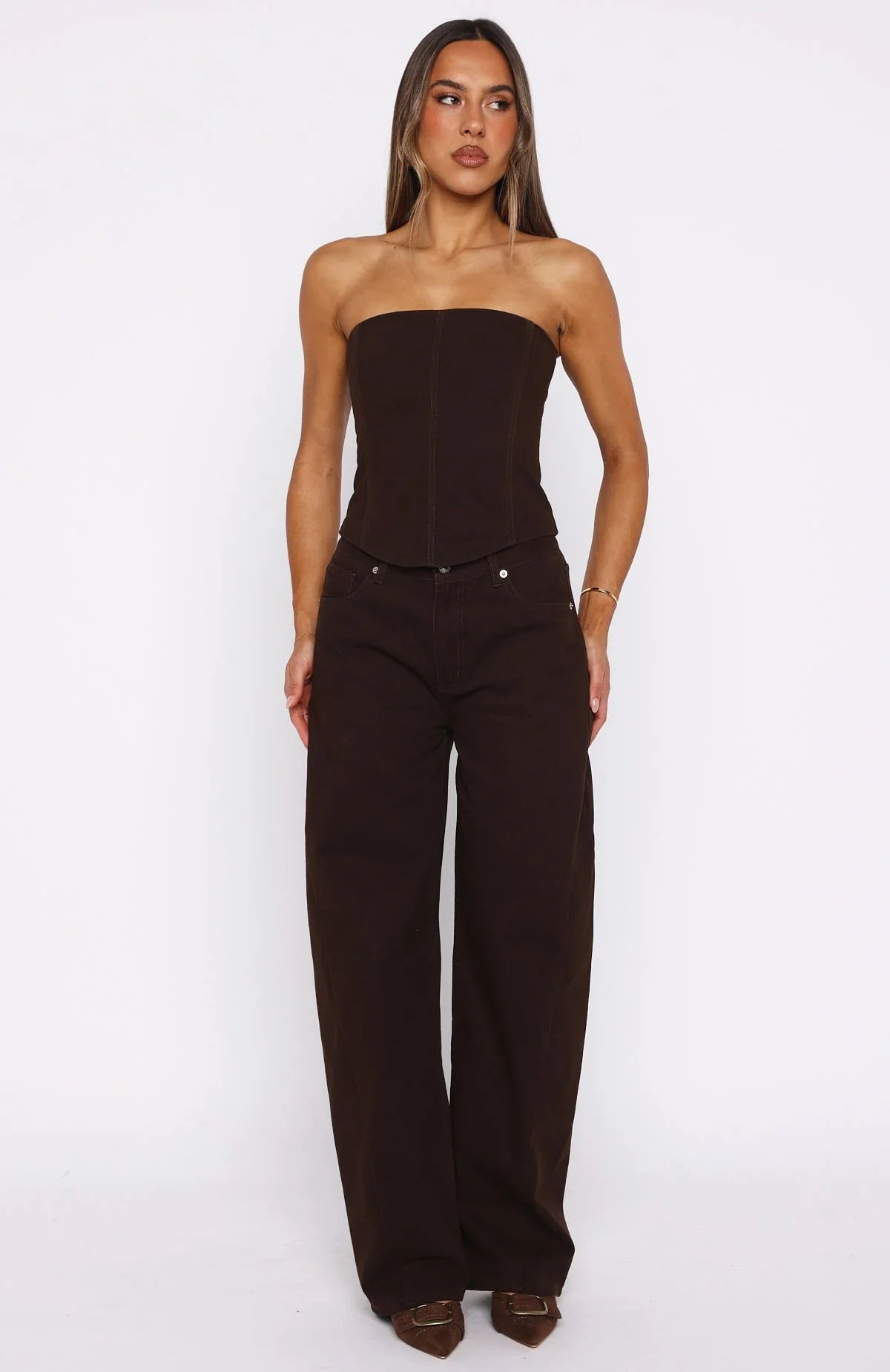 Be Mine Forever Denim Bustier Chocolate Wash