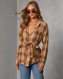 Sable Marie Plaid Waist Tie Shirt Jacket