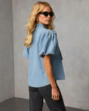 Elms Neck Tie Denim Top
