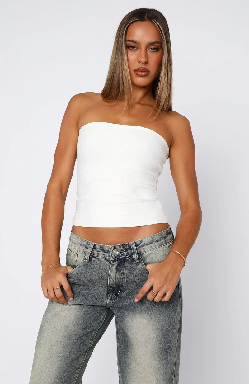 Thought I Was Dreaming Bandage Top White