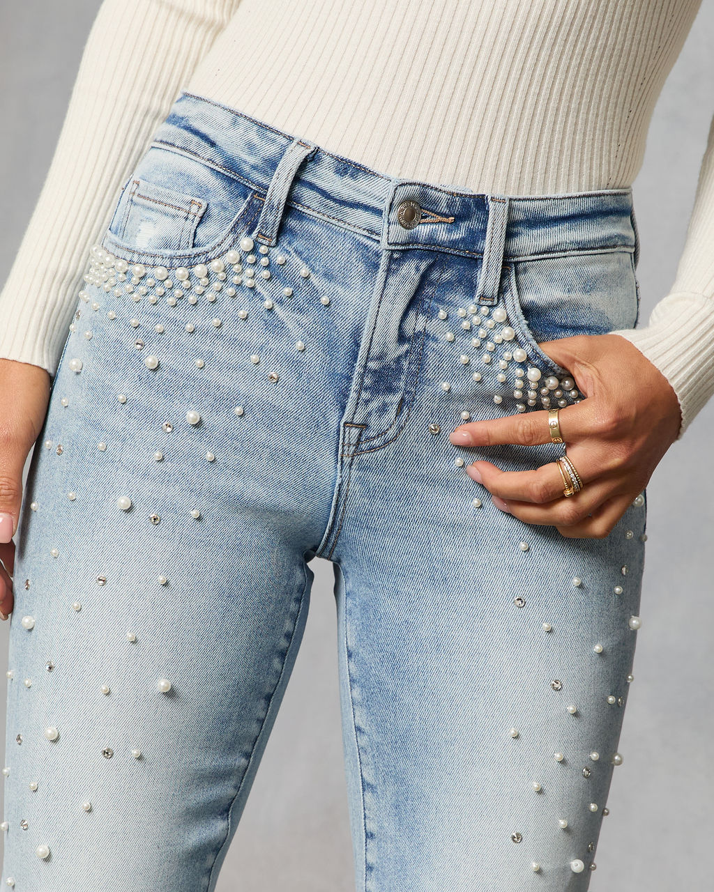 Sonorah Super Stretch Straight Leg Embellished Jeans