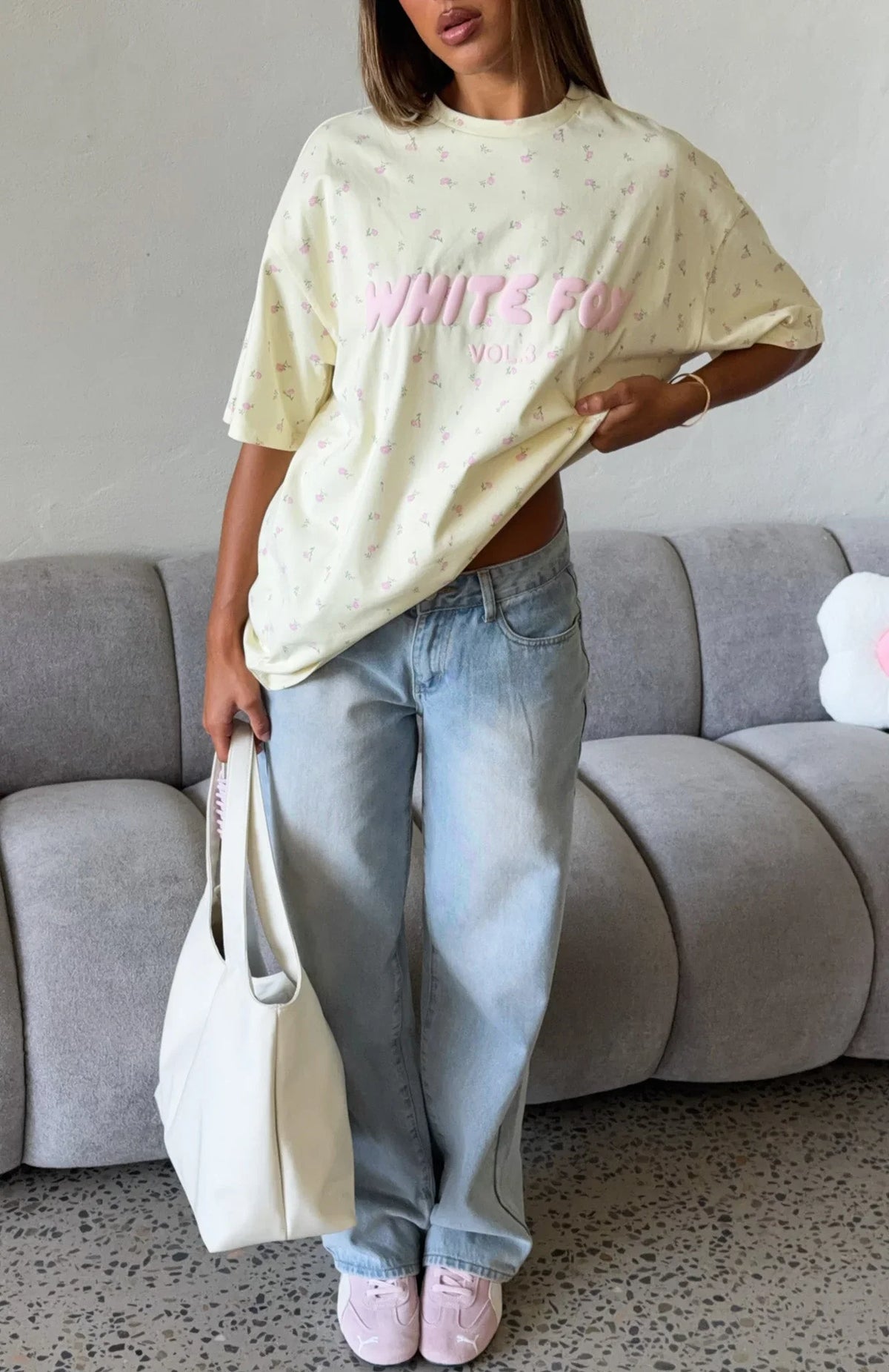 Offstage Printed Oversized Tee Lemon Ditsy