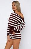 Everything To Everybody Sweater Burgundy Stripe