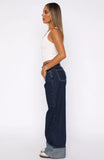 Charlotte Mid Rise Wide Leg Jeans Dark Indigo