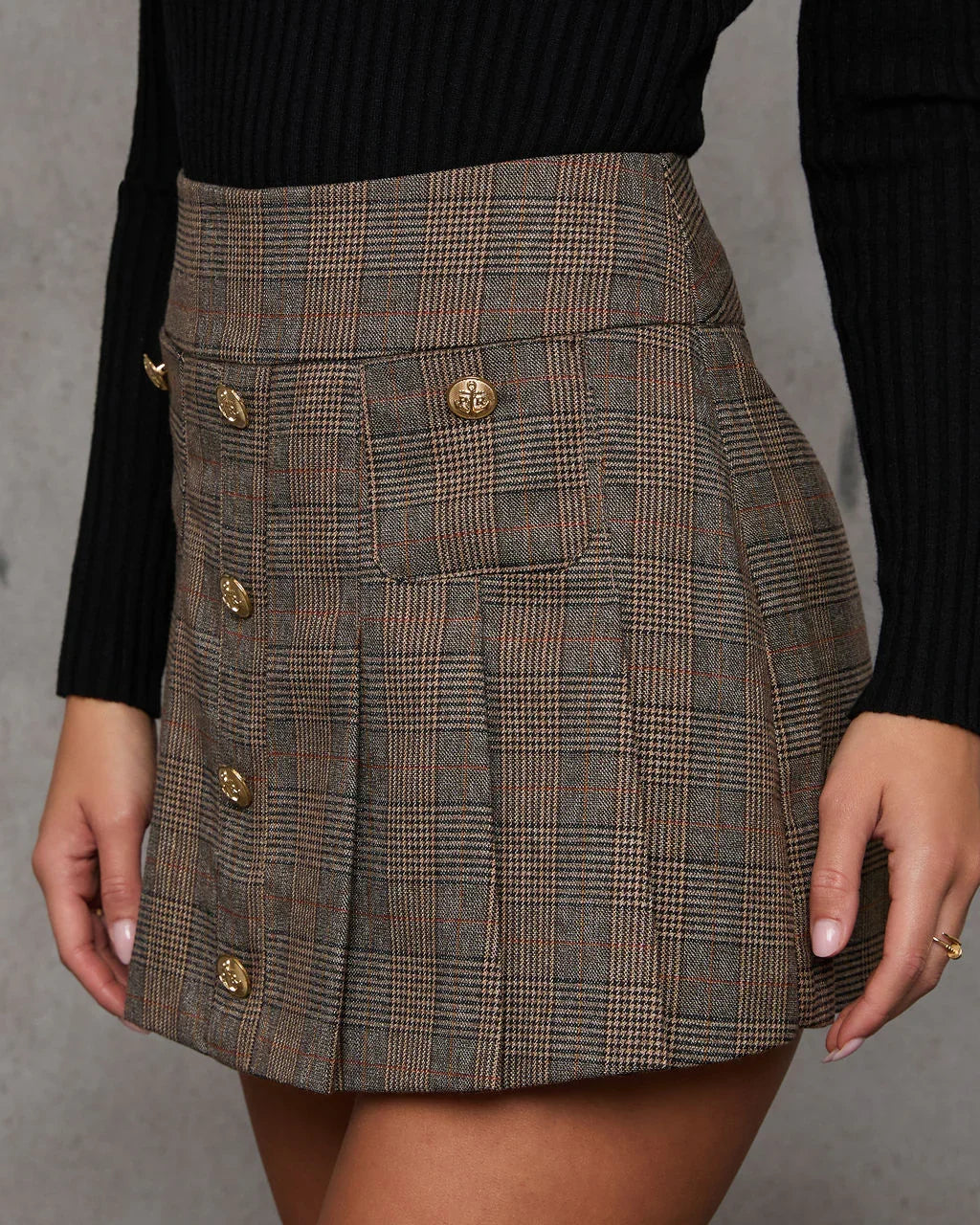 Day Glow Pleated Plaid Mini Skort