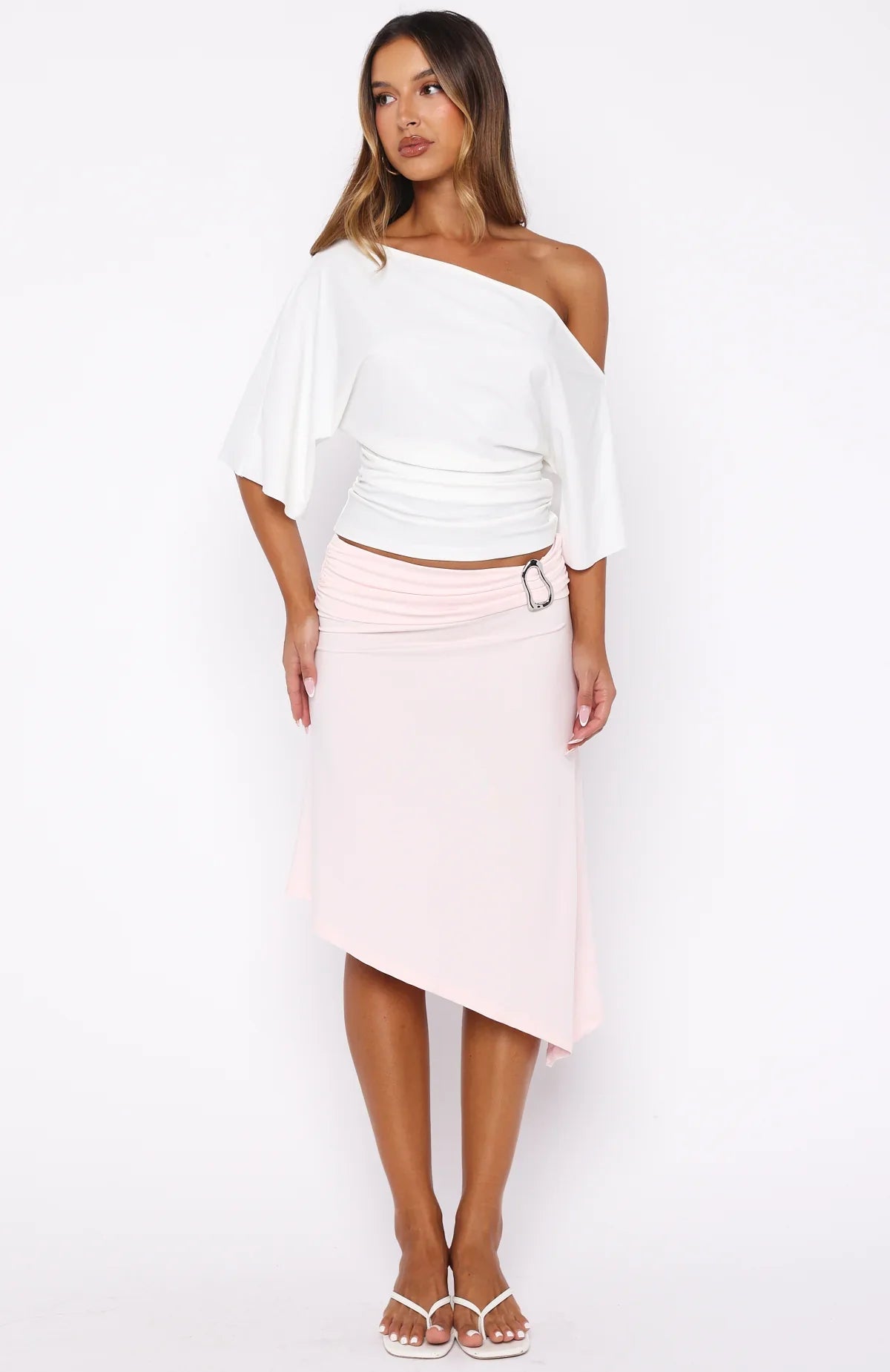 Sending My Love Asymmetric Midi Skirt Pink