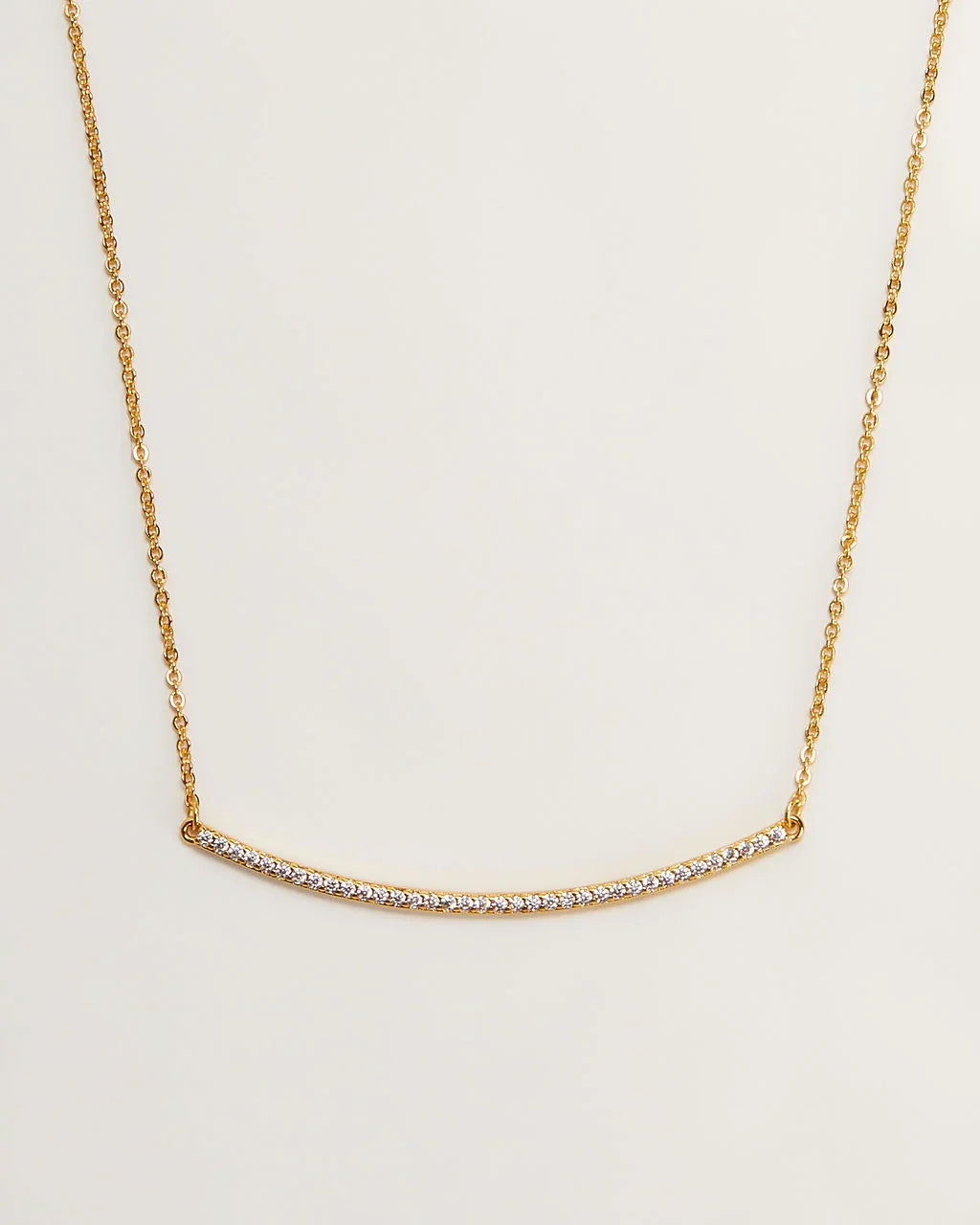 Simple Bar 18k Gold Plated Rhinestone Necklace