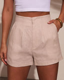Maple Sky Pleated Linen Shorts