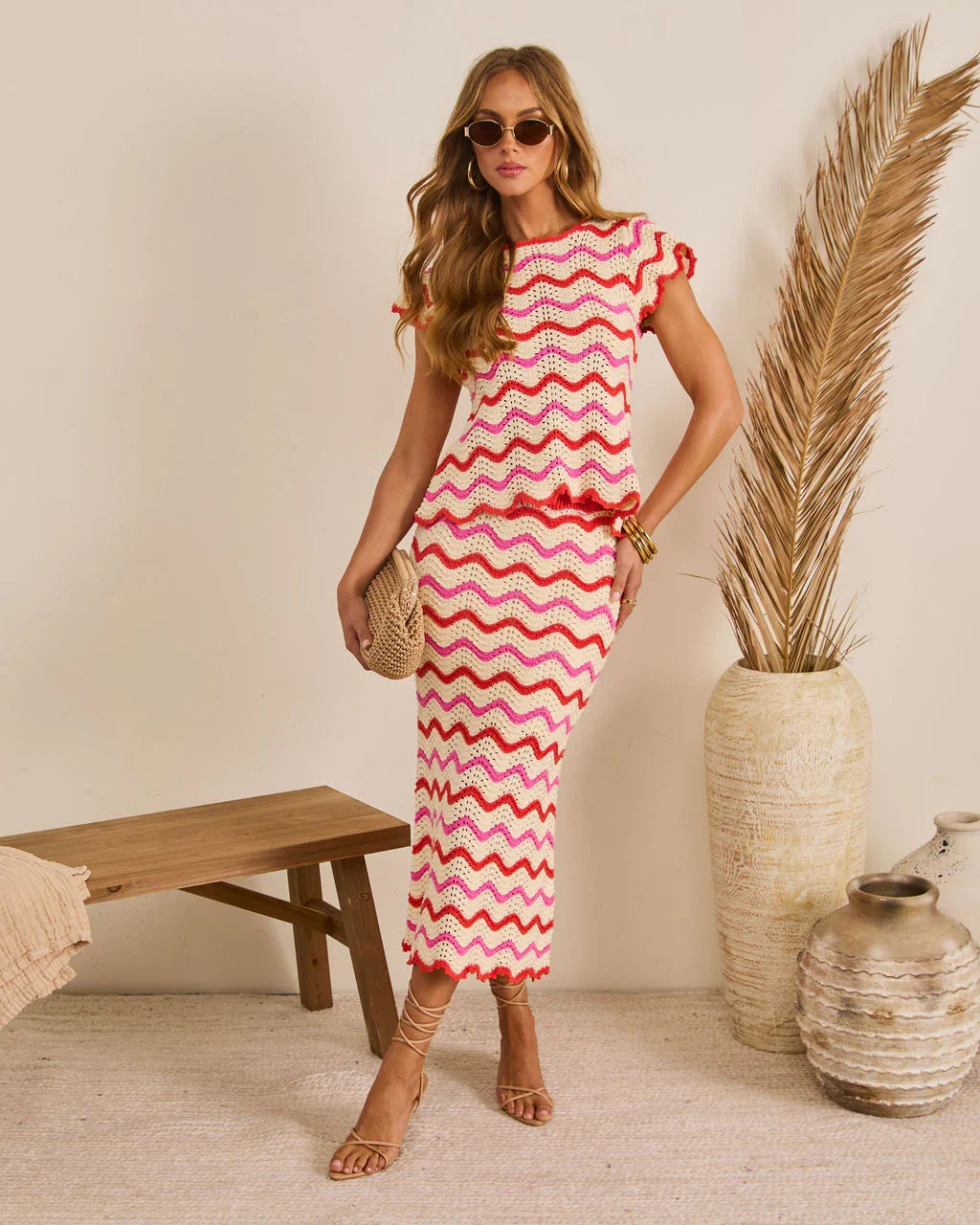 Warm Sand Wavy Knit Top