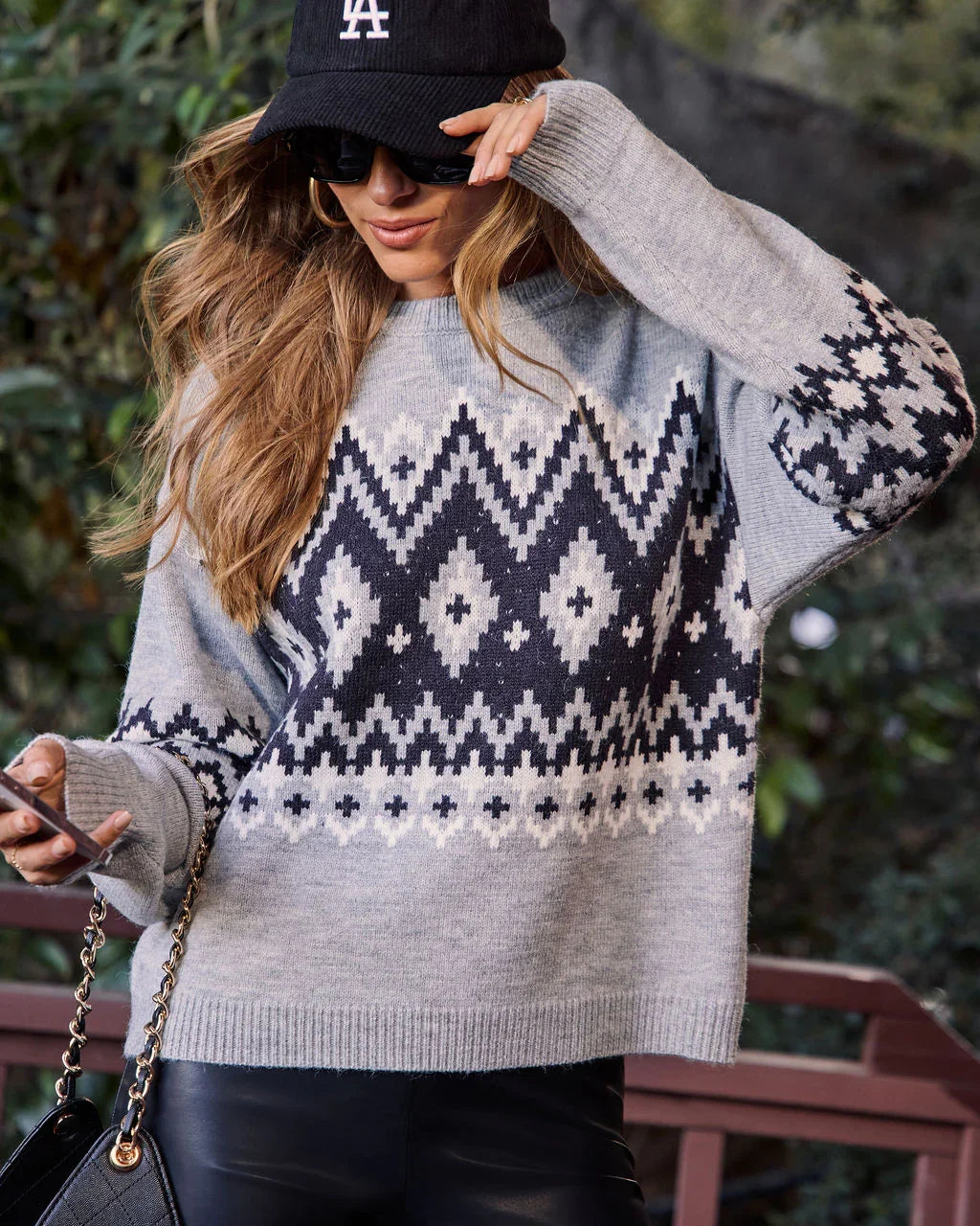 Rowlane Abstract Fair Isle Knit Sweater
