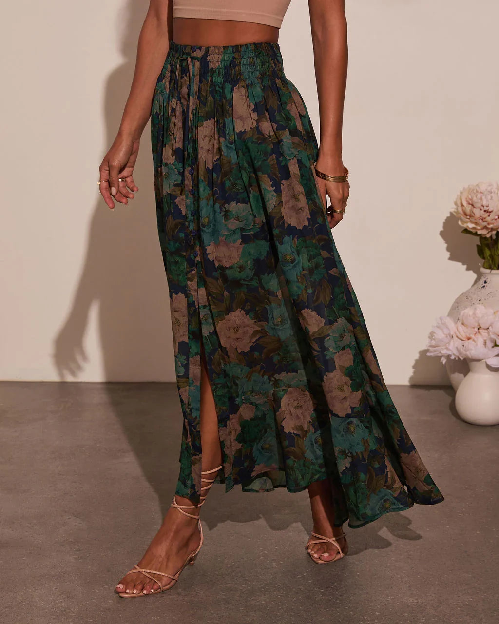 Levvie Front Tie Maxi Skirt