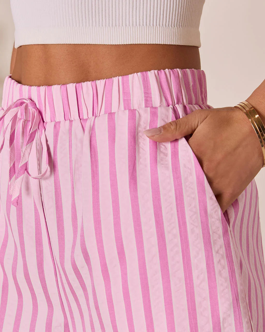 Florine Striped Drawstring Shorts