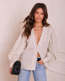 Feminine Ease Striped Button Down Top