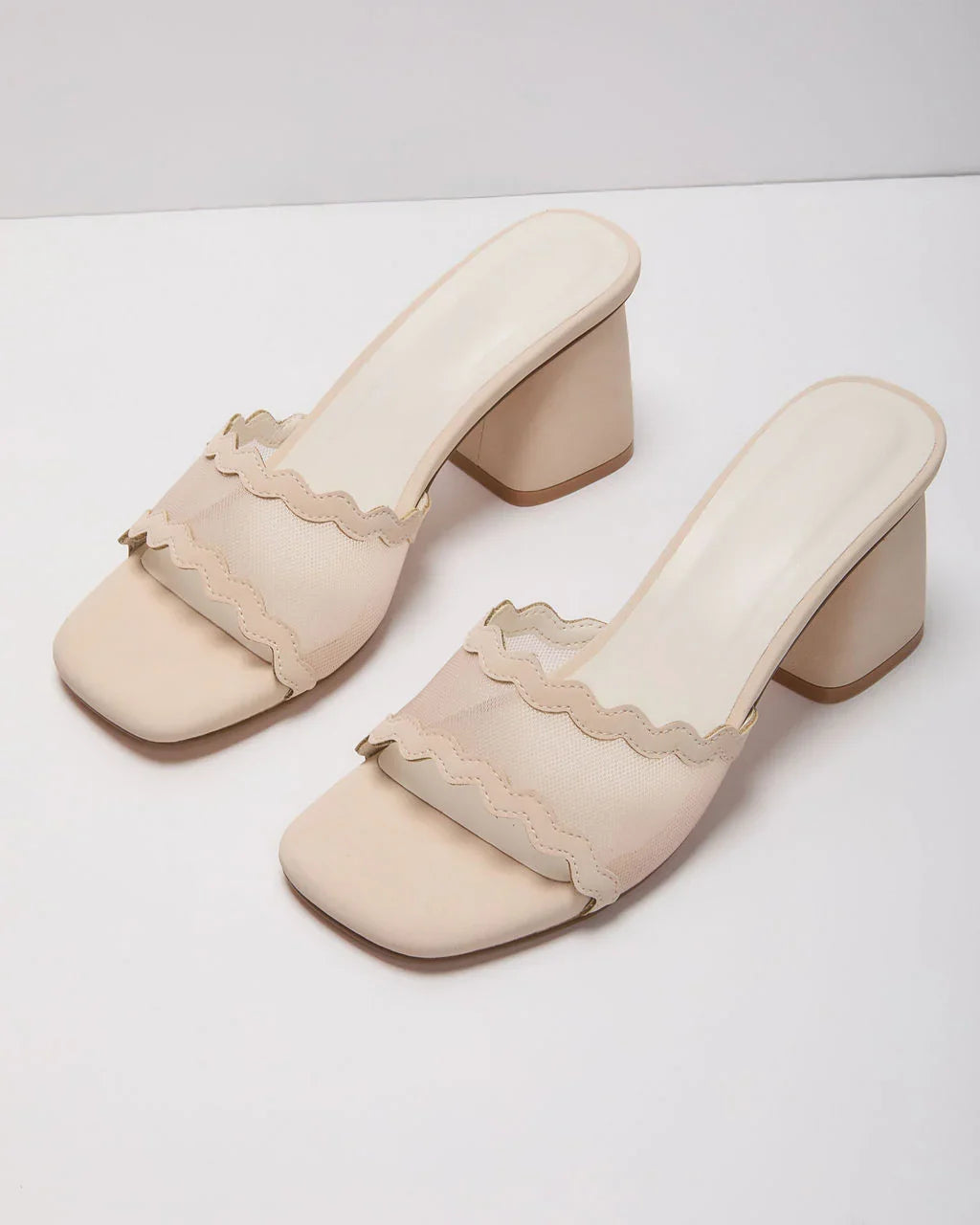 Celia Scallop Mesh Mules