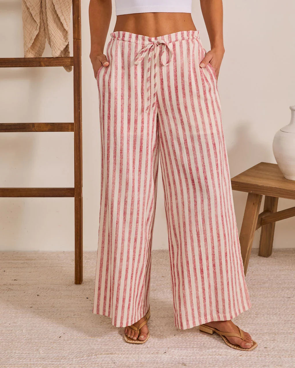 Arinah Striped Wide Leg Drawstring Pant