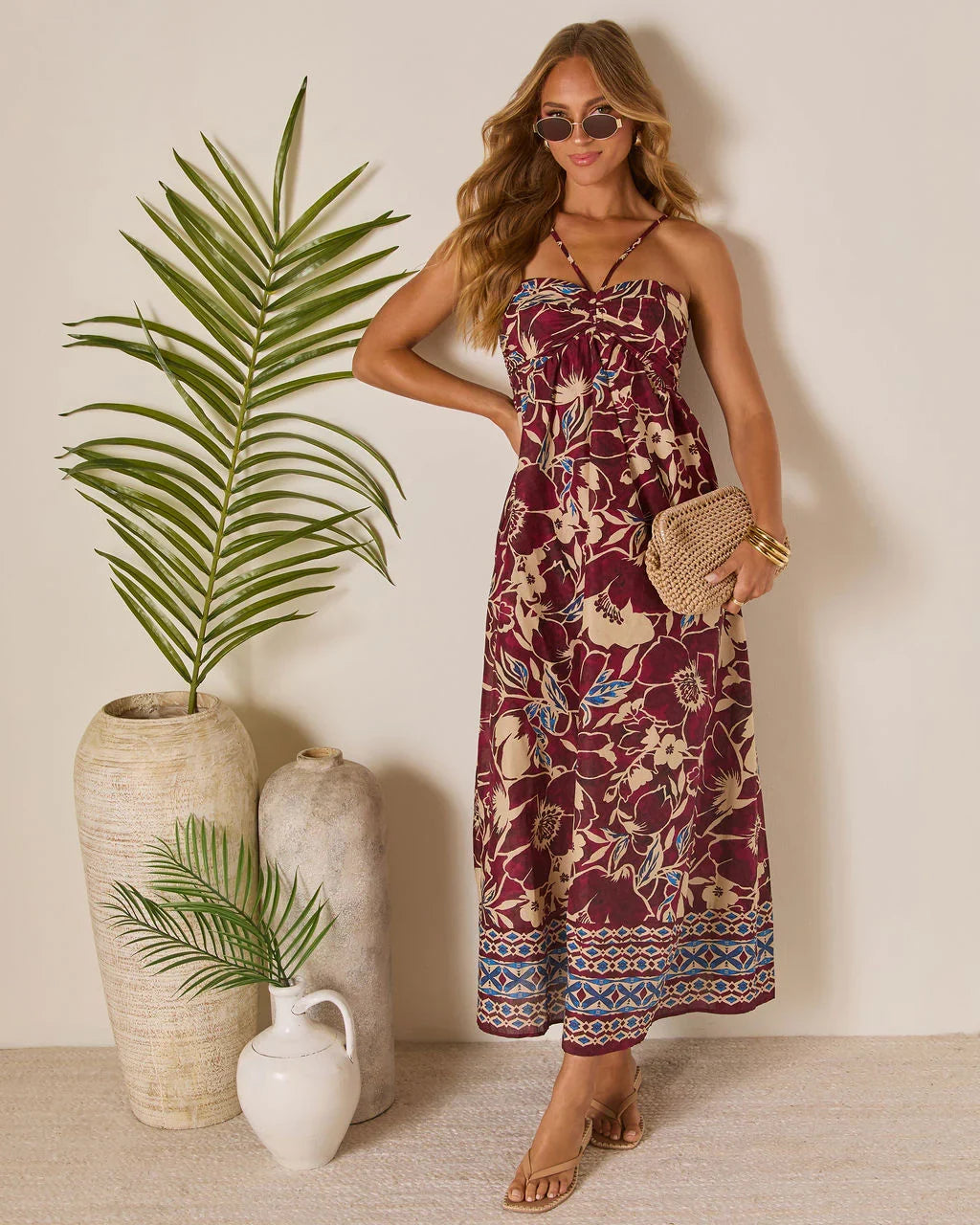 Sunset Tropics Empire Maxi Dress