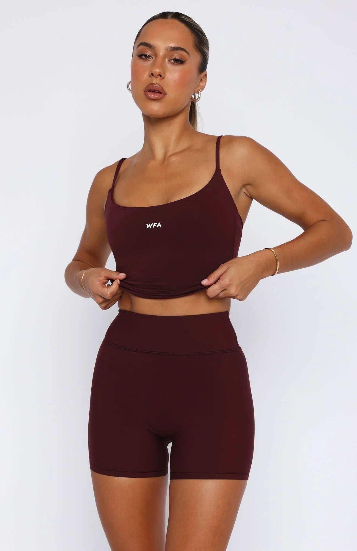 Keep Up High Waisted Shorts 4 Merlot