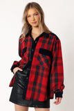 Lucille Plaid Shacket Red Navy