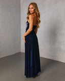 Wild Grace Velvet Embroidered Maxi Dress