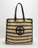 At The Coast Striped Straw Tote Bag