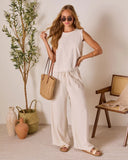 Grecian Glow Frayed Linen Top