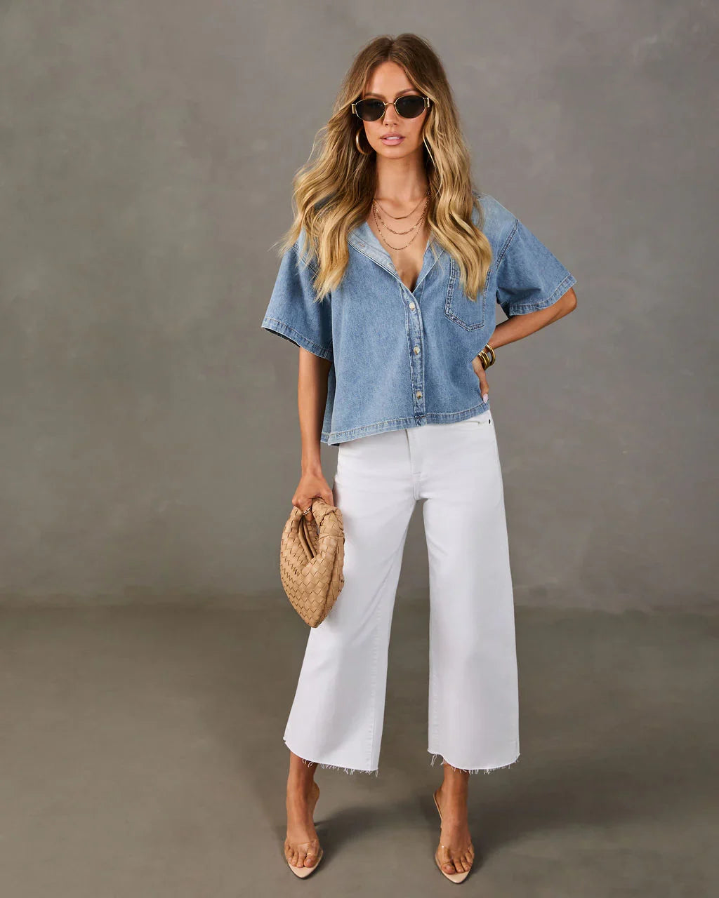 Daily Darling Denim Button Down Top