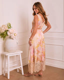 Soft Rise Wrap Floral Satin Lace Midi Dress
