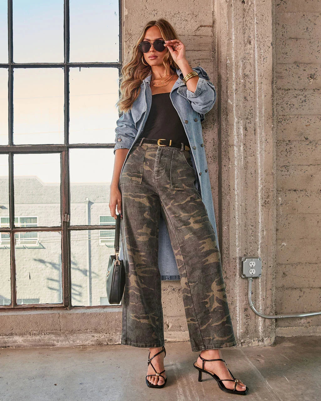 Johanne Denim Waist Tie Trench Coat