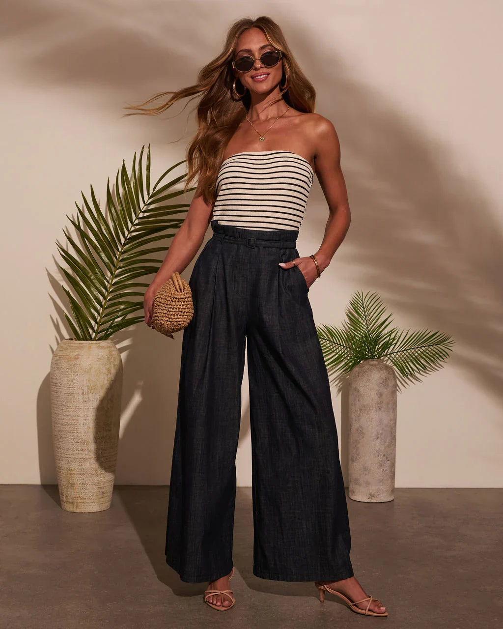 Jovanni Strapless Belted Jumpsuit
