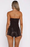 The Glitterati Beaded Mini Shorts Chocolate