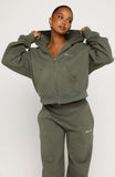 Test Drive Boxy Zip Front Hoodie Khaki