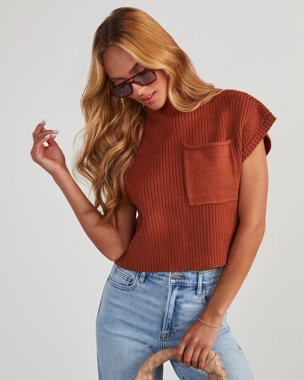 Brooke Mock Neck Short Sleeve Sweater