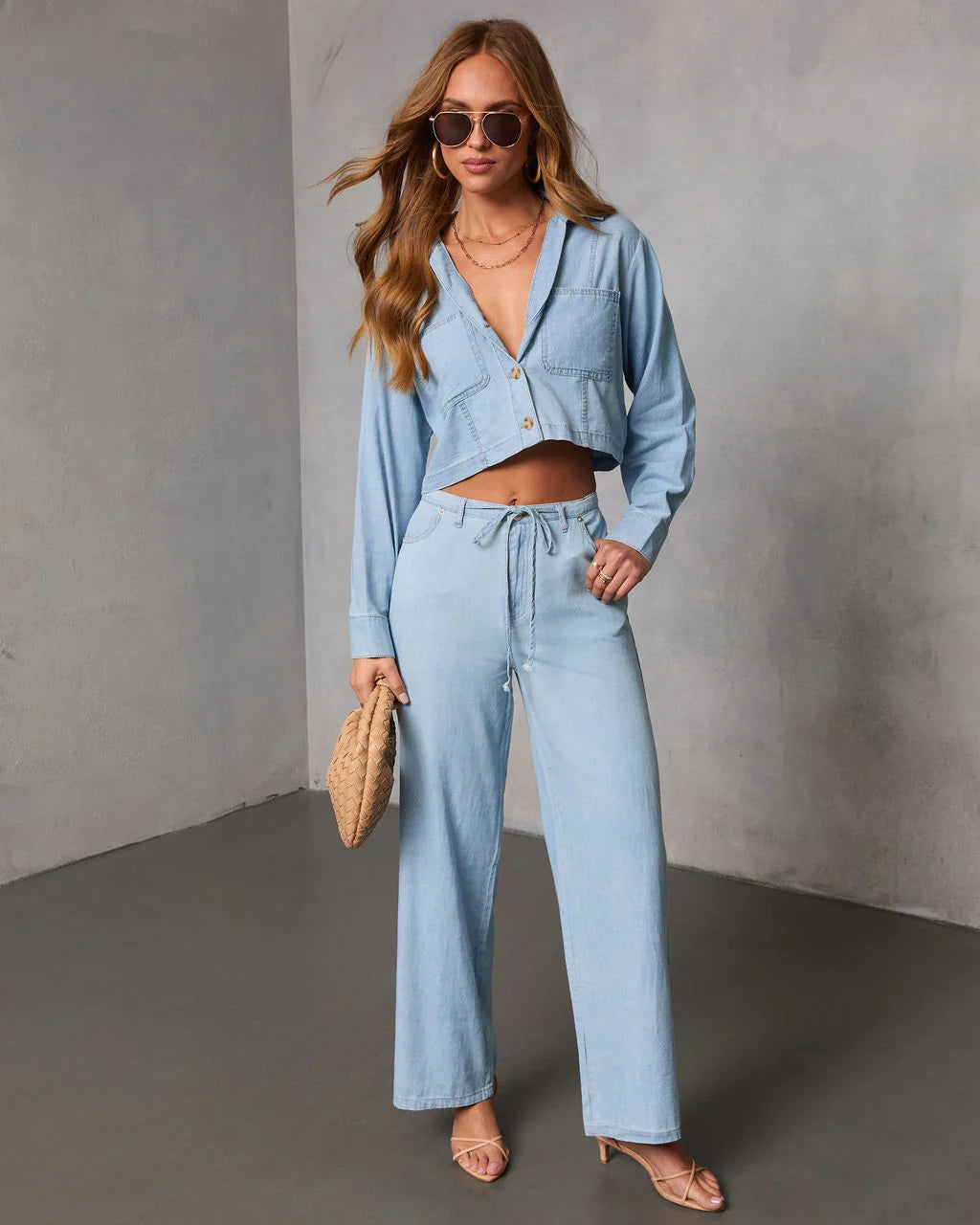 Issey Chambray Long Sleeve Top